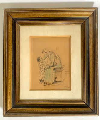 ש.זיידנשטט גירים צבעוניים חתום 20X14 ס"מ - מסגרת 38X33 ס"מ