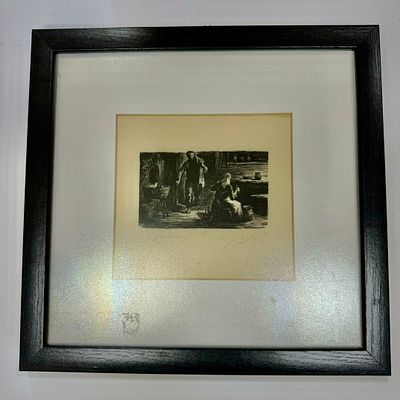 חיתוך עץ שלמה רוזין חתום 30.5X29 ס''מ