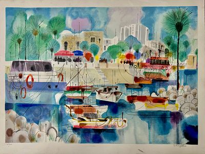 שמואל כץ ליטוגרפיה חתומה לא ממוסגרת 80x60 ס״מ