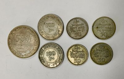 לוט 7 מטבעות ישראל לפני קום המדינה מתוארכים 1927 -1942, משקל 70 גרם