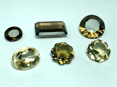 6 אבני חן ציטרין סמוקי קוורץ גדולות סה''כ 143 CT