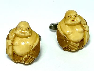 זוג חפטים שן הב מפוסל וכסף 22X18 מ''מ