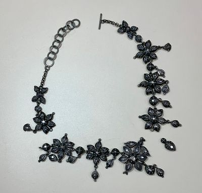 שרשרת קרועה, כסף ודיאמנטים משולב ארט נובו עבודת אמן משקל 101 גרם