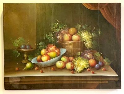 אקריליק על בד , עבודה גדולה ומרשימה מאוד ריאליסטי יש פגמי מים בכל הציור , לא נמצאה חתימה גודל 