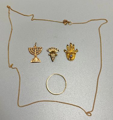 לוט 4 תכשיטי זהב 14k משקל 4 גרם