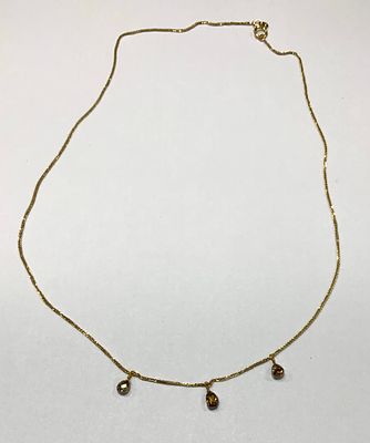 שרשרת זהב 14k חתום עם 3 יהלומים ותליוני יהלומים כ0.5 כל אחד משקל 1.97 גרם
