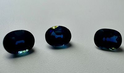 לוט 3 ספירים בליטוש אובלי נקי צבע חזק משקל 4.1 ct