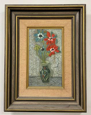 נפתלי גולומב שמן על בד חתום בעברית פרחים בכד 
גודל המסגרת 44X58 גודל עבודה 32X19