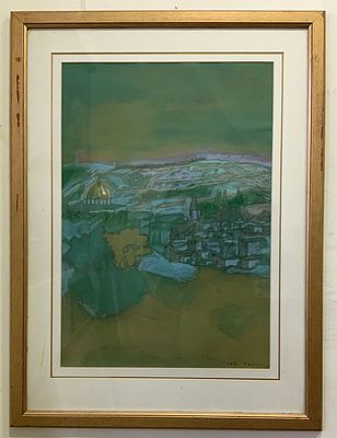 עודד פיינגרש, ציור מקורי טכניקה מעורבת , שמן וגואש חתום בעברית 
גודל תמונה 67.5X46 ס"מ גודל 