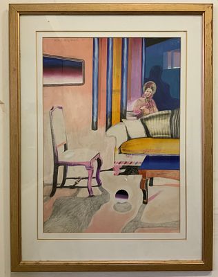 עודד פיינגרש, ציור מקורי טכניקה מעורבת , שמן וגואש חתום בעברית ולועזית 
ישנם מעט פגמי חלודה 