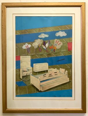 עודד פיינגרש, ציור מקורי טכניקה מעורבת , שמן וגואש חתום בעברית 
גודל תמונה 66X47.5 ס"מ גודל 