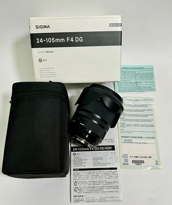 עדשה של חברת SIGMA גודל עדשה 24-105 מ''מ דגם F4 DG בקופסא המקורית במצב כחדש עם נרתיק