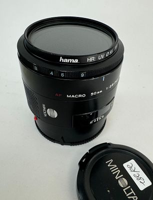 עדשת MINOLTA מינולטה יפני AF Macro 50mm f2.8 Prime Lens for Sony עם פילטר Hama 55mm מצב כללי 