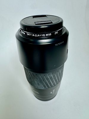 עדשת MINOLTA מינולטה יפני AF zoom 50mm f\4.5-5.6 zoom 75-300 mm Lens for Sony פילטר hama מצב 