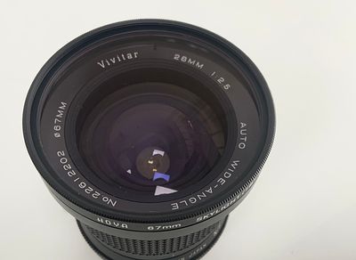 עדשת Vivitar ויויטר יפני28mm f/2.5 WIDE-ANGLE. מצב כללי טוב מאוד כחדש עם מעט שימוש ללא שריטות כלל