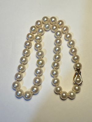 מחרוזת פנינים יפניות טבעיות מעולות ( מתורבתות-גידול בבריכות ) 10 מ"מ קוטר - אורך 46 ס''מ איכות 