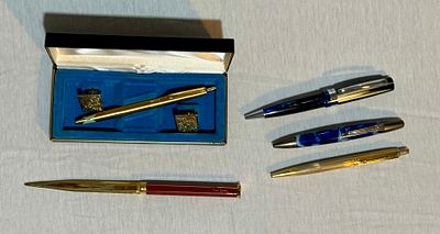 לוט 4 עטים וסכין כולל PARKER-SEQUOIA-TRIO-ועט עם זוג חפטים בקופסה עם מדבקת מס קניה וסכין לפתיחת 