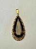 תליון זהב 14 קרט -16 גרם חתום כולל אבן חן סמוקי קוורץ טיפה גדולה 40X20X13 מ''מתמונה - 4