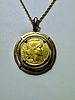 שרשרת ותליון עם מטבע זהב צרפתי עתיק זהב 900 והשרשרת והתליון זהב 14k חתום משקל המטבע 6.4 גרם תמונה - 2