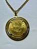 שרשרת ותליון עם מטבע זהב אמריקאי עתיק זהב 900 והשרשרת והתליון זהב 14k חתום משקל המטבע 16.7 גרם תמונה - 4