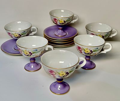 סט פורצלן למוקה ל6 איש bavaria חתום הכוללים 6 כוסות ו6 צלחות לכוסות