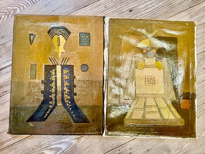 פטר הורוביץ 2 ציורים - שמן על בד לא חתום - הגיע מעיזבון האמן - 35X45 ס''מ 35X45 ס׳׳מ לאחד יש 