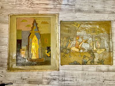 פטר הורוביץ 2 ציורים - שמן על בד לא חתום - הגיע מעיזבון האמן - 56X65 ס''מ 60X70 ס׳׳מ