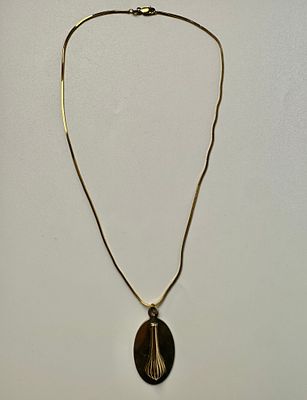 , שרשרת זהב 14 קרט חתומה 6.2 גרם - אורך 46 ס''מ עם תילון DA VINCI 14 KT GOLD AND STERLING 