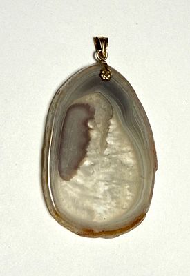 תליון אבן חן אגת - AGATE טבעי עם מתלה זהב 14 קרט חתום - 5.5X4 ס''מ