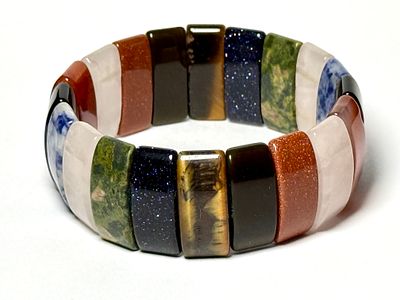 צמיד אבני חן טבעיות-רחב בחיטוש מלבני רוחב 2.5 ס''מ - משקל 81.3 גרם - 406 CT כולל אבני 