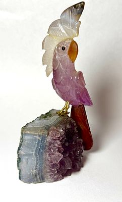 פסל ציפור מאבני חן טבעיות - גובה 13 ס''מ