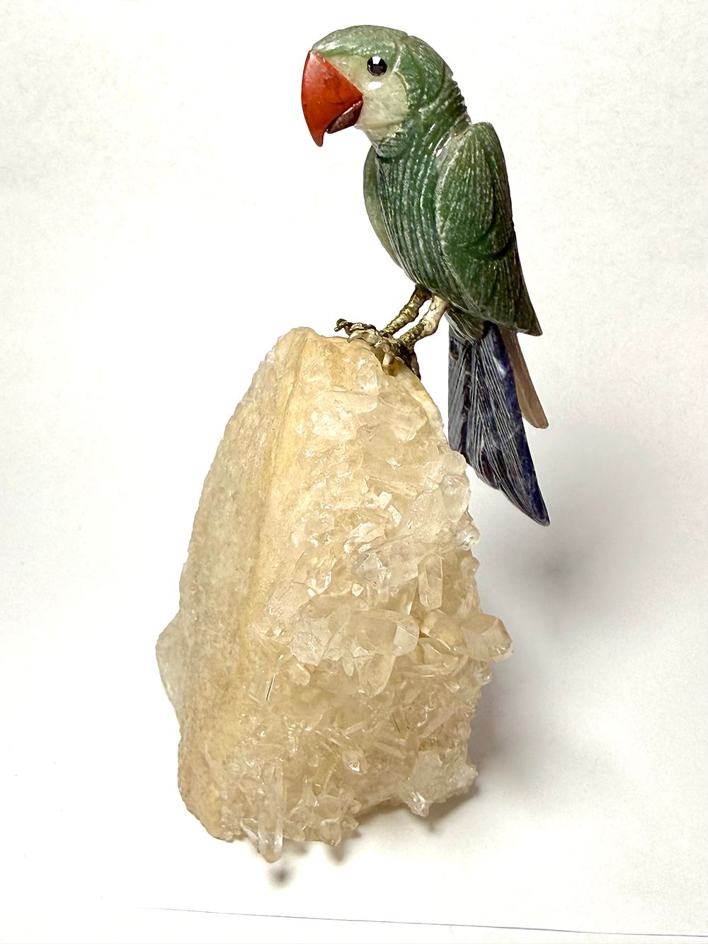פסל ציפור מאבני חן טבעיות - גובה 14 ס''מ