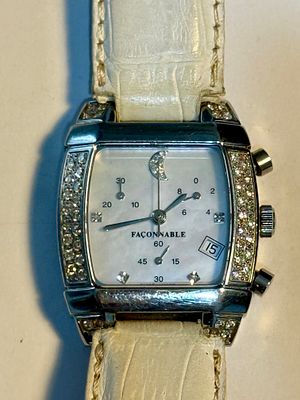 FACONNABLE MEZZA LUNA MOONLIGHT LADIES WATCH שעון יד שווצרי איכותי - פלדה ויהלומים טבעיים לוח 