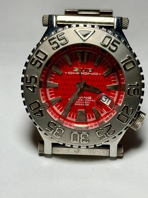 SUB Chrono 200M Diving PROFESSIONAL SWISS MADE שעון צלילה 46 מ''מ קוורץ לוח אדום - זכוכית 
