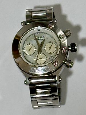 SUB CHRONO שעון יד לאישה כרונו קוורץ פלדה ויהלומים טבעיים עם לוח אם הפנינה 36 מ''מ עובד