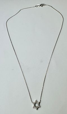 תליון בצורת מגן דוד ושרשרת לא ניתן להפריד זהב 14k חתום משובץ 18 יהלומים בגודל 0.01 ct כל אחד 