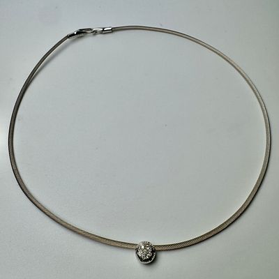 שרשרת קולייר ותליון זהב 14k חתום משובץ 7 יהלומים סה׳׳כ 0.07 ct משקל 7.3 גרם אורך שרשרת 36.5 