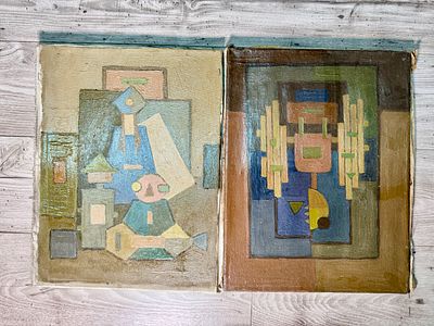 פטר הורביץ שמן על בד 46x36 ס׳׳מ שני ציורים לא חתומים - הגיעו מעיזבון האמן