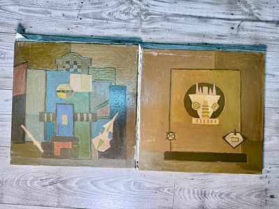 פטר הורביץ שמן על בד 40x40 ס׳׳מ שני ציורים לא חתומים - הגיעו מעיזבון האמן