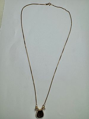 תליון כינור דוד ושרשרת זהב צהוב 14k חתום משובץ 40 יהלומים בגודל 0.01ct משקל 4.36 גרם אורך שרשרת 