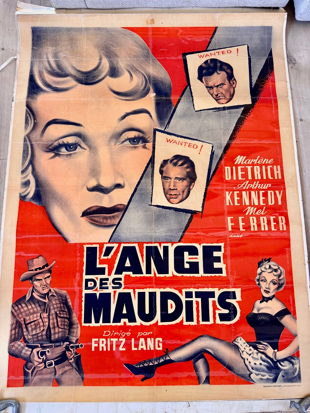 L’ange des Maudits (1952): פריט אספנות קולנועי נדיר – פוסטר ענק לסרטו של הבמאי המוערך פריץ לאנג 
