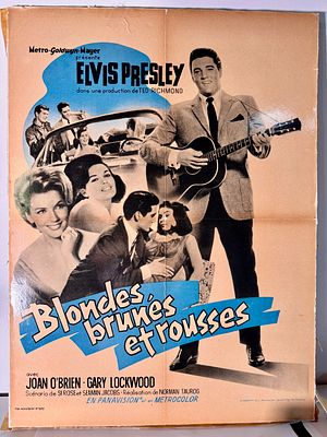 Blondes, Brunes et Rousses (1963): פוסטר לסרט של אלביס פרסלי (Elvis Presley) על גבי קרטון (MGM 