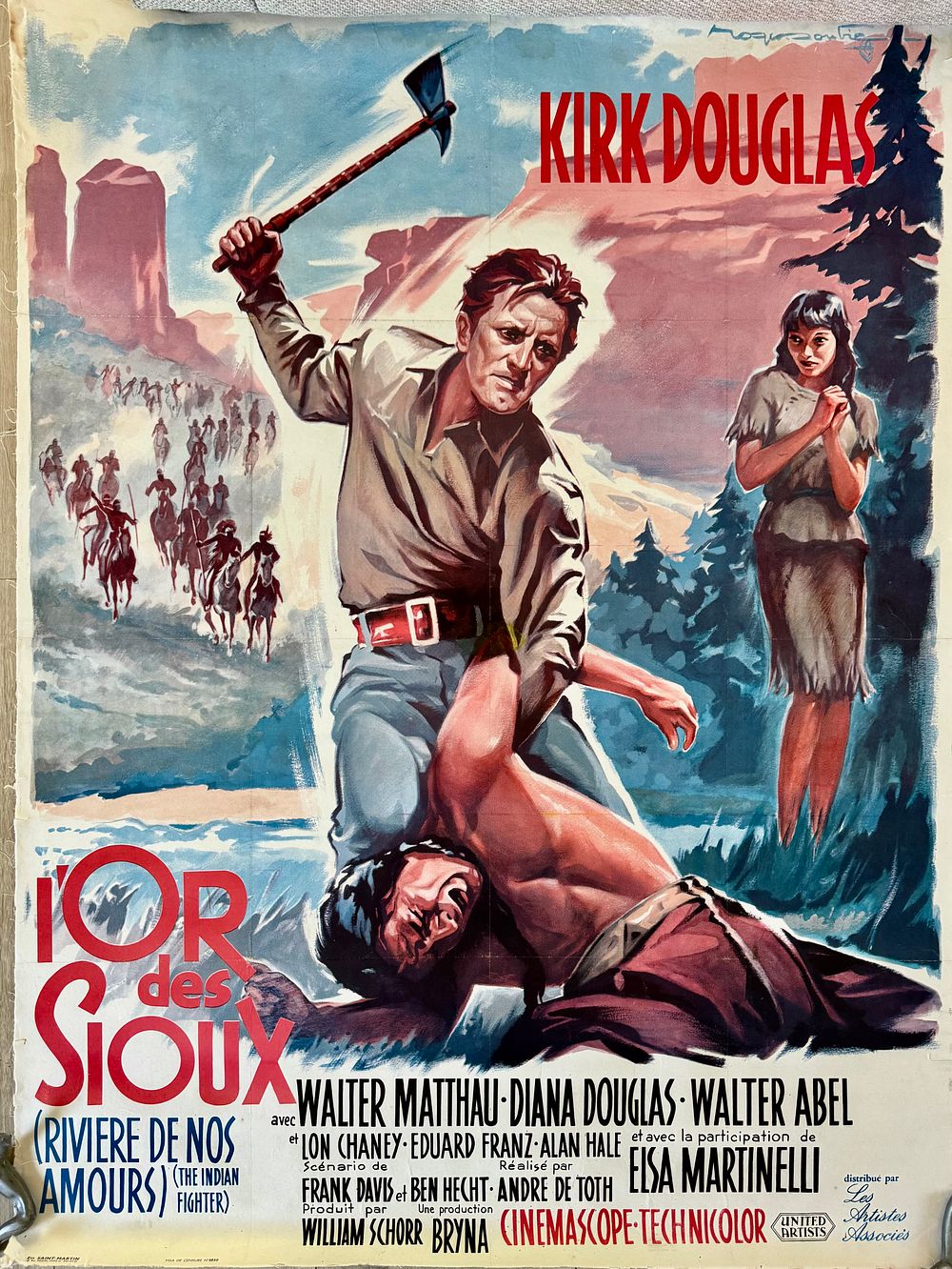 L’or des Sioux (1955): פוסטר (Framed movie poster) לסרט "זהב הסיו" בכיכובו של קירק דאגלס (Kirk 
