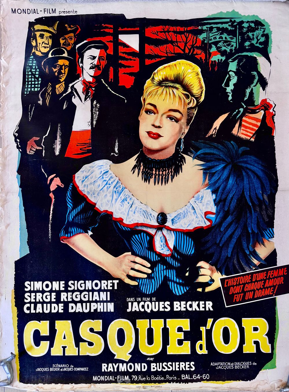 Casque d’Or (1958): כרזת סרט לסרטו של ז'אק בקר (Jacques Becker) בכיכובה של סימון סיניורה. פריט 