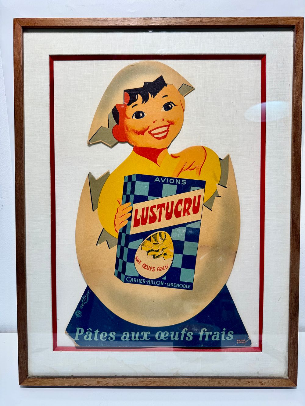 Lustucru Pates (Advertising): פוסטר פרסומת ממוסגר על מעמד קרטון (Framed stand board) למותג 