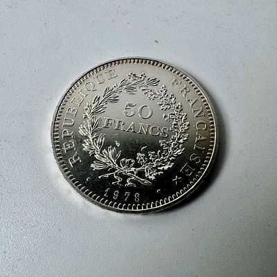 מטבע כסף 50 פרנק צרפתי עתיק משקל 30 גרם