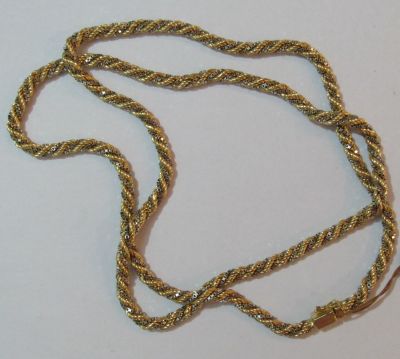 שרשרת זהב צהוב ולבן 18K איטלקי במשקל 53 גרם באורך 81ס"מ אורך