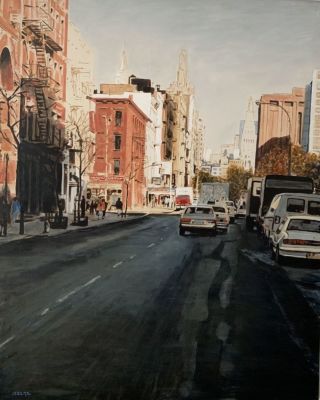 אריה אזן - אריה אזן שמן על בד חתום רחוב בניו יורק 104X129 סמ ללא מסגרת