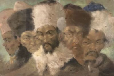 ציור פסטל על נייר - כנראה אמן רוסי - לא חתום -45/65 ס"מ 
מעט פגמים -נקודות חלודה (מסגרת 68/88 ס"מ )