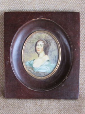 ציור יד מיניאטורה עתיק 1900 חתום ע"י האומן מסגרת עץ 